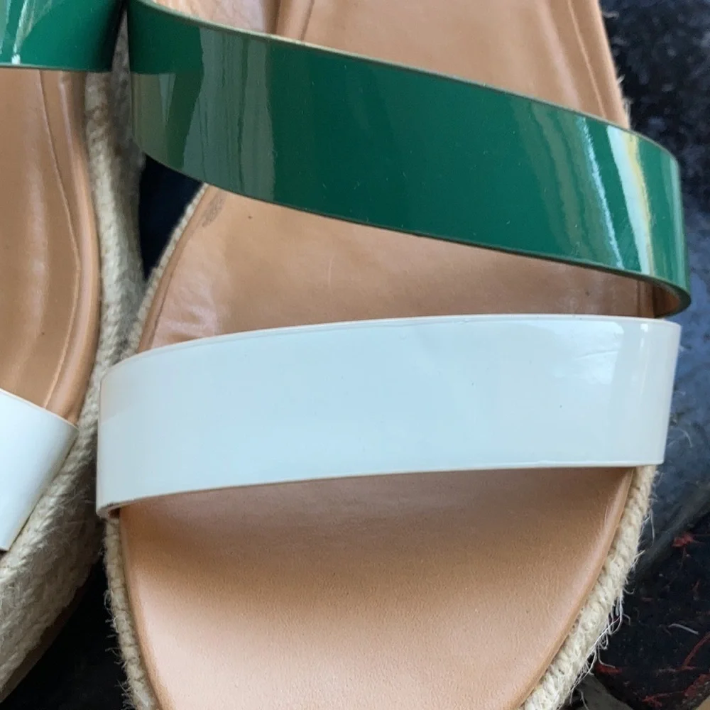 Tommy Hilfiger Marri Flatform espadrille navy, green and white strap sandal